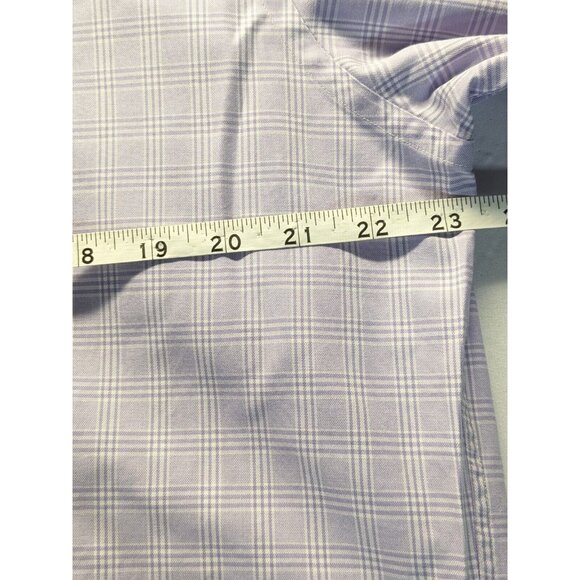David Donahue Long Sleeve Purple Check Button Up Mens Dress Shirt 16 32/33 XL - Picture 5 of 10